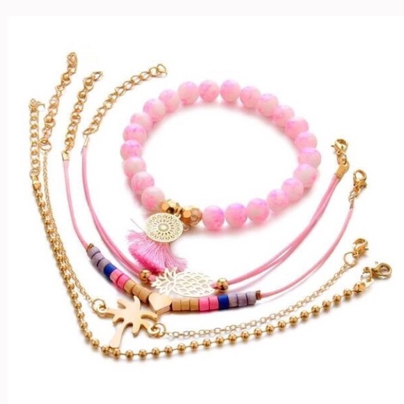 Palm Tree/Heart/Pineapple Boho Bracelet Set - Picture 2 of 8